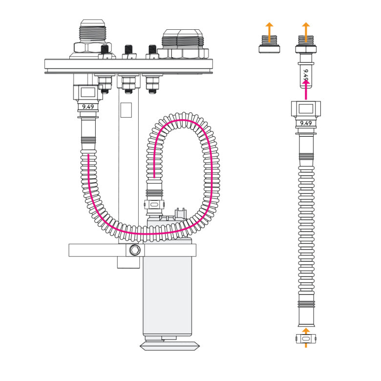 In-tank fuel pump mounting kit, quick connect and E85 proof