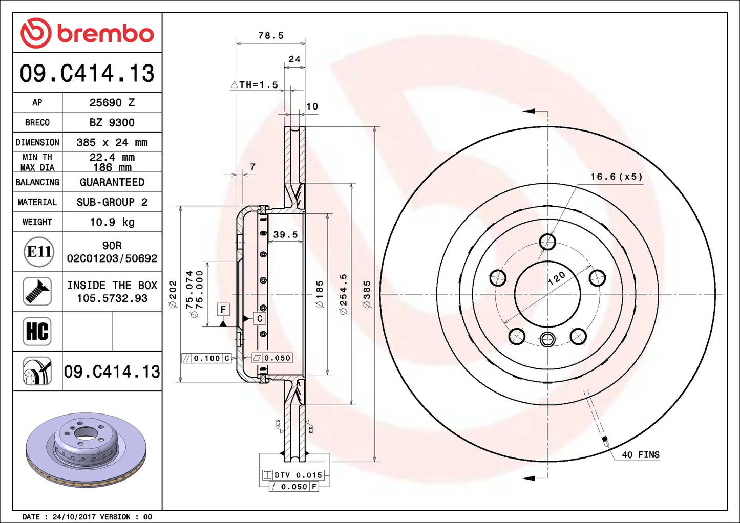 จานเบรกคู่หลัง Brembo M Performance – BMW X5 / X6 (F15 / F16)