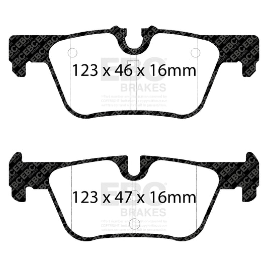 ผ้าเบรกหลัง EBC Yellowstuff DP42132R – 300 มม. สำหรับ BMW F20, F21, F22, F23, F30, F31, F32, F33, F36, X3 F25, X4 F26