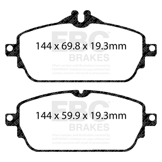 ผ้าเบรกหน้า EBC Yellowstuff DP42208R – สำหรับ Mercedes-Benz C-Class (W205 / C205) และ E-Class (W213 / C238)