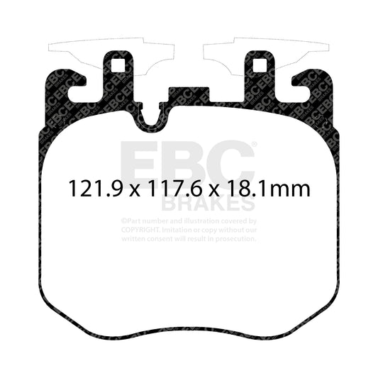 ผ้าเบรกหน้า EBC Yellowstuff รุ่น DP42304R – สำหรับ BMW M Performance และ ALPINA ที่ใช้จานเบรกหน้า 374 มม. พร้อมเบรก M Performance 4-Pot