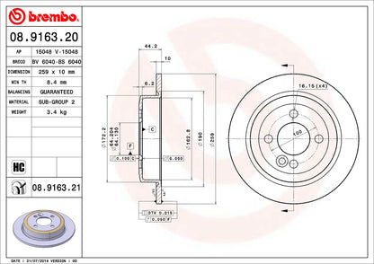 จานเบรกคู่หลัง Brembo High Carbon (HC) – MINI R55 Cooper (รูน็อตใหญ่)