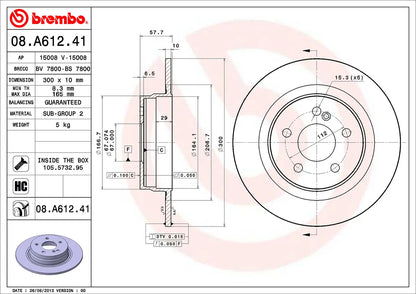 จานเบรกคู่หลัง Brembo High Carbon (HC) – Mercedes-Benz C-Class W204, C204 (C180 / C200 / C250 / C250 CDI)