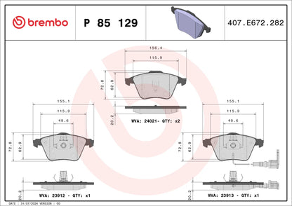 ผ้าเบรคหน้า Volkswagen Golf MK6 GTi Brembo