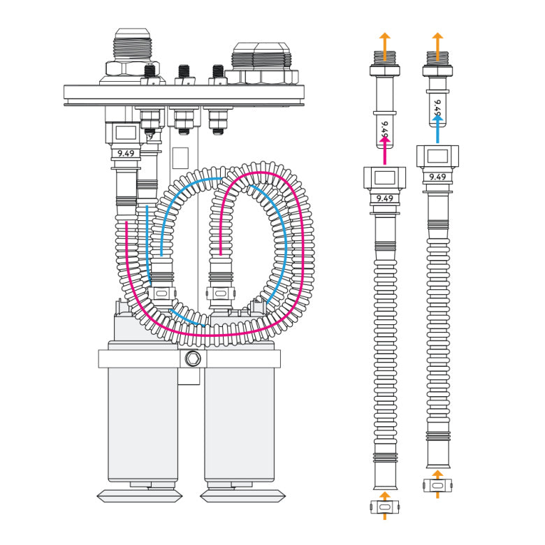 In-tank fuel pump mounting kit, quick connect and E85 proof