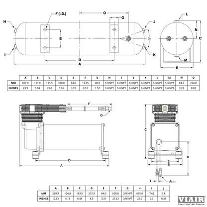 Air Jack On Board 12V Compressor Kit, 13.8 BAR / 200PSI, 2.5 gallons