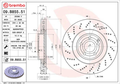 จานเบรกคู่หน้า Brembo High Carbon (เจาะรู) – Mercedes-Benz CLS-Class C218, X218