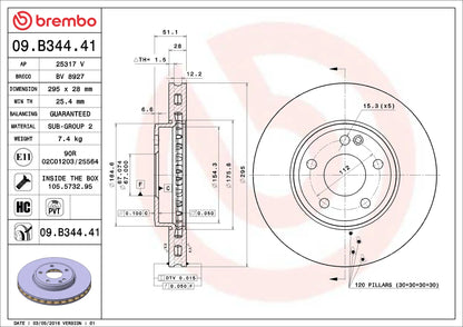 จานเบรกคู่หน้า Brembo High Carbon (HC) – Mercedes-Benz A-Class, CLA, GLA, B-Class