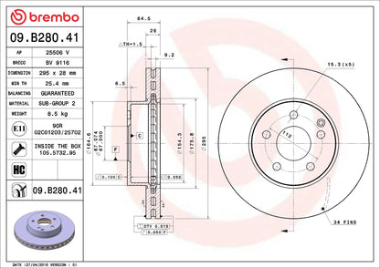 จานเบรกคู่หน้า Brembo High Carbon (HC) – Mercedes-Benz E-Class W212, E-Coupé C207