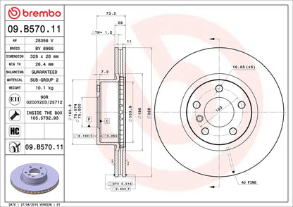 จานเบรกคู่หน้า Brembo High Carbon (HC) – สำหรับ BMW X3 (F25) และ BMW X4 (F26)