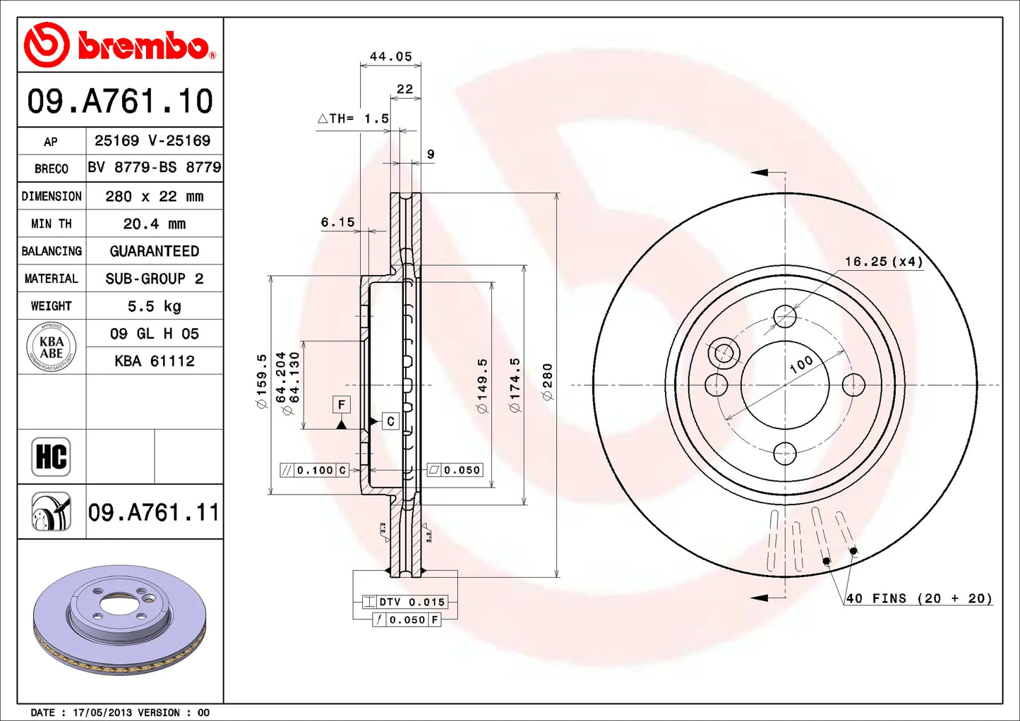 จานเบรกคู่หน้า Brembo High Carbon (HC) – MINI Cooper (R55 / R56)
