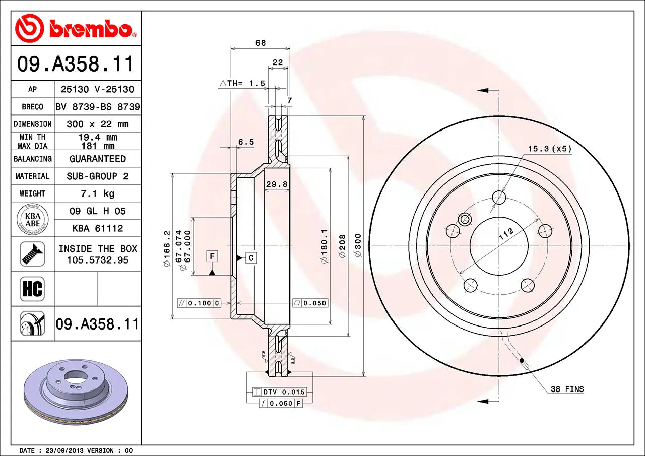 จานเบรกคู่หลัง Brembo High Carbon (HC) – Mercedes-Benz CLS-Class C218, X218 (250 CDI, 350 CDI)
