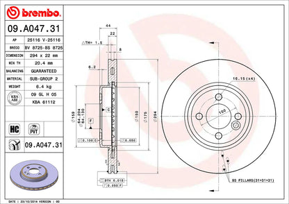 จานเบรกคู่หน้า Brembo High Carbon (HC) – MINI Cooper S (R56)