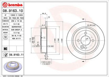 จานเบรกคู่หลัง Brembo High Carbon (HC) – MINI R50 / R52 / R53 / R56 (One, Cooper, Cooper S)