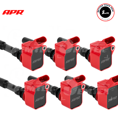 คอยล์จุดระเบิดสีแดงของ APR สำหรับ Audi RS4 RS5 จำนวน 6 ตัว