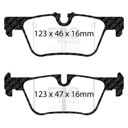 ผ้าเบรกหลัง EBC Yellowstuff DP42132R – 300 มม. สำหรับ BMW F20, F21, F22, F23, F30, F31, F32, F33, F36, X3 F25, X4 F26