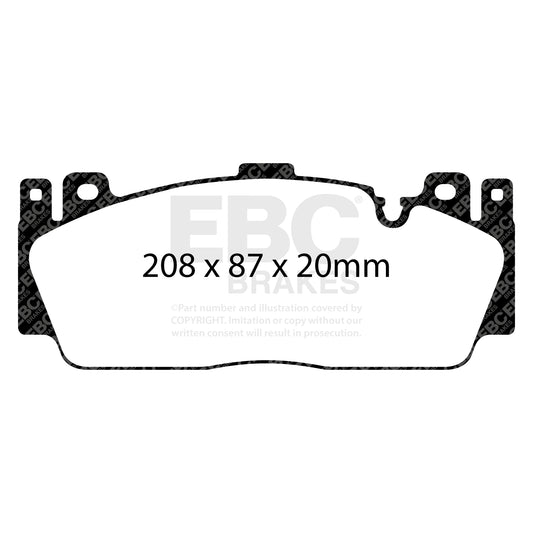 ผ้าเบรกหน้า EBC Yellowstuff รุ่น DP42148R – สำหรับ BMW M2, M3, M4, M5, M6 (F87, F80, F82, F10, F06, F12, F13) ที่ใช้จานเบรกหน้า M Performance ขนาดใหญ่