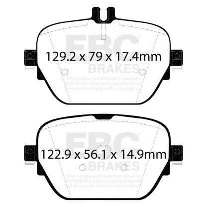 ผ้าเบรกหลัง EBC Yellowstuff DP42314R – สำหรับ Mercedes-Benz CLS (C257) และ E-Class (W213)