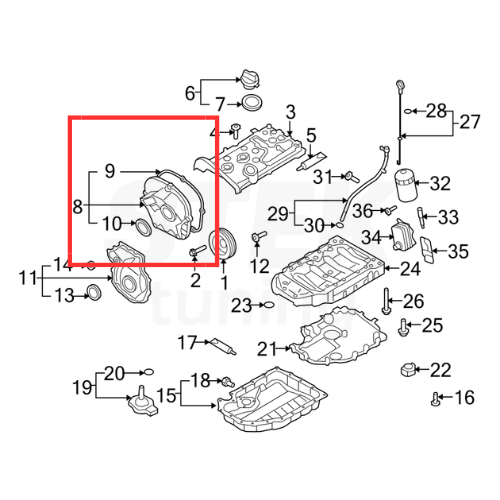 ฝาครอบโซ่ไทม์มิ่ง Audi VW (Timing Chain Cover) OEM VIKA 11031824001