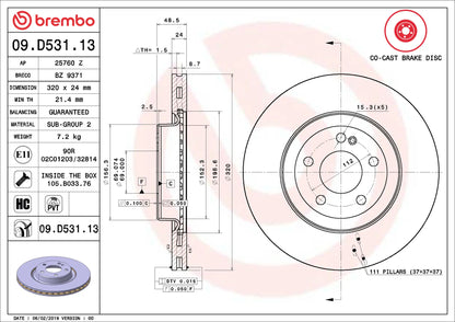 จานเบรกคู่หลัง Brembo High Carbon (HC) – Mercedes-Benz GLC-Class X253, C253 (43 AMG / 220 / 250 / 300)