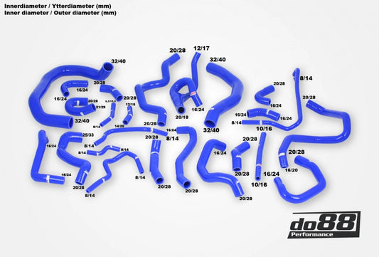 do88 Silicone Coolant Hose Kit (24 ชิ้น) – AUDI / SEAT / SKODA / VW 1.8 / 2.0 TSI (MQB) – Black