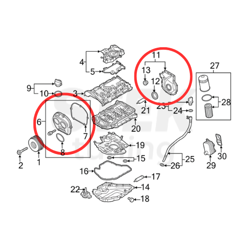ชุดโซ่ครบชุด (Full Timing Chain Kit) VW/Audi EA888 Gen.3 (เฉพาะ R / TT / TTS / S3) – Genuine VW / Audi