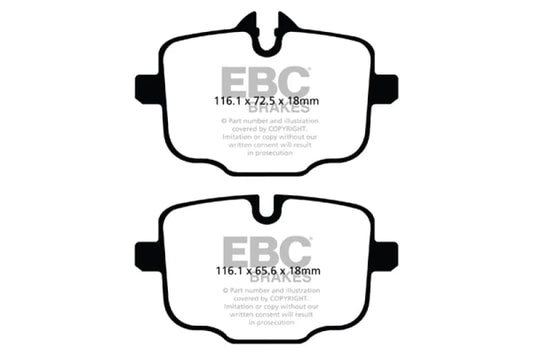 ผ้าเบรค EBC Brakes รุ่น Yellowstuff/ ผ้าเบรคหลัง BMW F10 518 520 523 525 528 จานขนาด 320 mm