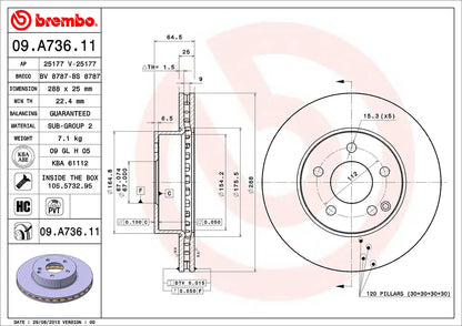 จานเบรกคู่หน้า Brembo High Carbon (HC) – Mercedes-Benz C-Class W204 (C180 / C200)