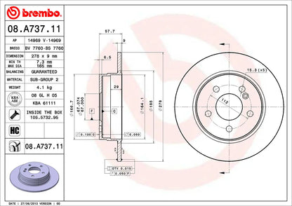 จานเบรกคู่หลัง Brembo High Carbon (HC) – Mercedes-Benz C-Class W204, C204 (C180)