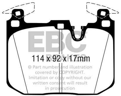 ผ้าเบรกหน้า EBC Yellowstuff รุ่น DP42360R – สำหรับ BMW M2 / M3 / M4 (F87, F80, F82) ที่ใช้จานเบรกหน้า 380 มม.