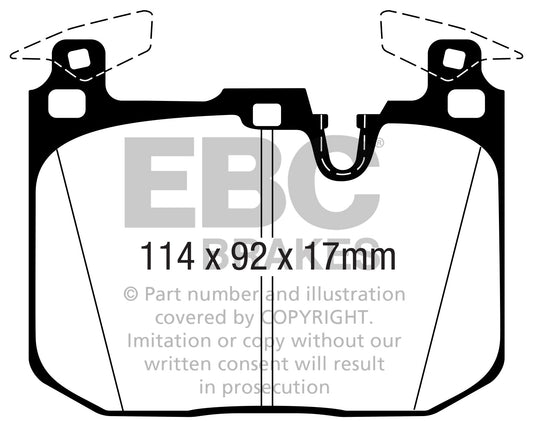 ผ้าเบรกหน้า EBC Yellowstuff รุ่น DP42360R – สำหรับ BMW M2 / M3 / M4 (F87, F80, F82) ที่ใช้จานเบรกหน้า 380 มม.